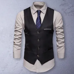 Mäns västar casual män i maistcoat Autumn Suit Vest -knappar Streetwear Slimming Single Breasted 230222