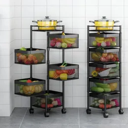 Kitchen Storage & Organization Organizer Rotating Vegetable Shelving Ground Multilayer Corner Rack Basket Sundry Fruit