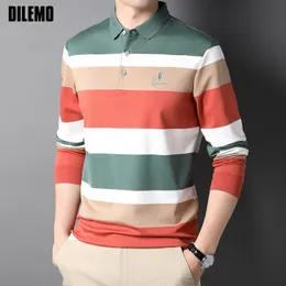 Polo da uomo in cotone di alta qualità Stilista di marca Stripped Luxury Polo da uomo con maniche lunghe Top casual Abbigliamento uomo 230223