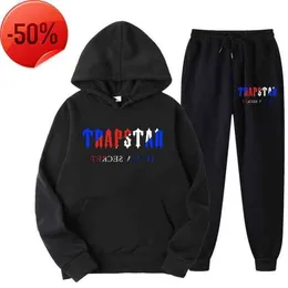 Camisetas masculinas faixas de trapstar da marca Sportswear thirs camisetas 16 cores aqueles quentes duas peças Capuz de moletom de moletom solto 220615 Tidal23