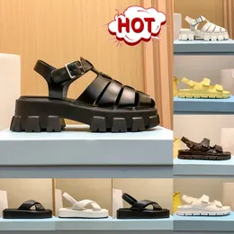Z pianką gumową sandały Sandały luksusowe kapcie plażowe buty butów gęste dolne biegu pusta Baotou biały czarny wzrost 5 cm luksusowe sandały slajdy damskie