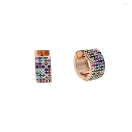 Hoop oorbellen Rose Gold Mix kleurrijk CZ Mini Earring Hoops Fashion Classic European Women Gift Micro Pave Rainbow