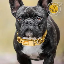 Dog Collars Gold Luxury Necklace Stainless Steel Dogs Collar Small Big Silver Solid Cuban Link Chain For Pet Supplies Accessories