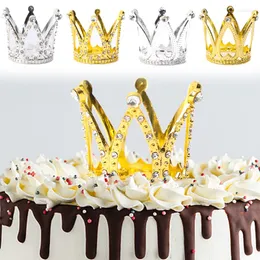 Suprimentos festivos de diamantes coroa bolo de topper plástico cupcake de prata de ouro cupcakes de casamento chá de bebê festas de decoração de festa de aniversário