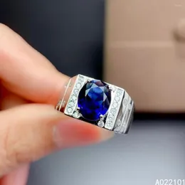 Rings de cluster kjjeaxcmy jóias finas S925 Sterling Silver Inlaid Sapphire Natural Sapphire Girl Trendy Gemstone Support Test Style