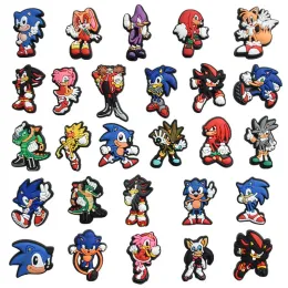 Партийный подарок ежа Sonic Buckle Boy Boy Pvc Rubber Croc The Croc Flower Charms для украшения аксессуаров