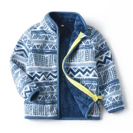 후드 땀 셔츠 2-8T 어린이 의류 소년 소녀 겨울 양털 재킷 지퍼 파란색 귀여운 두꺼운 아기 코트 230222