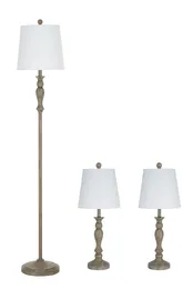 Golvlampor bättre hem trädgårdar modern bondgård 3-pack bord och lampuppsättning trä