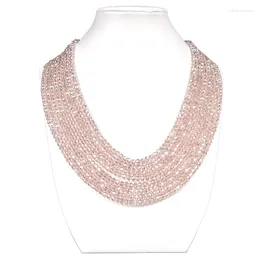 Ketten Pick Größe 4 6mm Schneiden rosa mehrschichtige transparente Glaskristallherstellung für DIY-Juwel-Halskette 17-25 Zoll Weihnachtsgeschenk H221