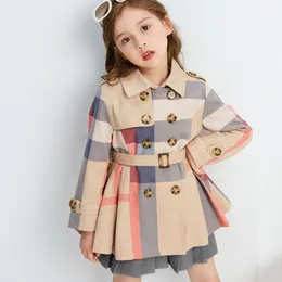 Tench coats Girl Coats Autumn Winter Teenage Long Sleeve Trench Jacket Kids Double Breasted Belted Windbreaker Child Cute Coat for 212Y 230223