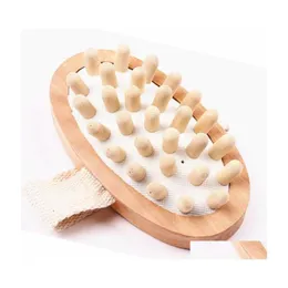 Full Body Massager Wooden Handled Natural Masr Brush Cellite Reduction Mas Exfoliate Clean F3489 Drop Delivery Health Beauty Dhhsb