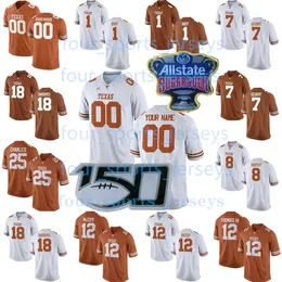 Camisas de futebol NCAA College Texas Longhorns personalizadas 2 Roschon Johnson 6 Devin Duvernay 16 Jake Smith 21 Whittington 7 Caden Sterns 36 camisas Jacoby Jones costuradas