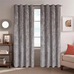 Curtain 1PC Ice Flower Fleece Pattern Blackout Microgroove Shading Drapes For Bedroom Living Dining Room 8JL833