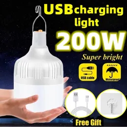 USB -uppladdningsbar LED -lampan Emergency Lampa 500W campingljus t￤lt Belysning campingutrustning gl￶dlampa b￤rbara lyktor