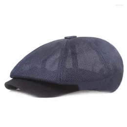 Berets 2023 Summer Mesh Sboy Cap Baker Boe Boy Hate Hate Cabbies 8 панель Apple Hats Women Gatsby Caps BLM336