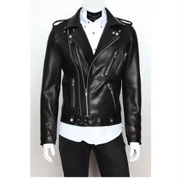 Mens Jackets Leather Jacket Autumn Winter Style Motorcycle Garment Multizipper Lapel Brief Design 230222
