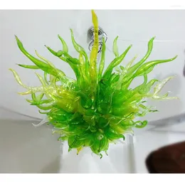 Chandeliers Design Green Flower Blown Glass Lamps