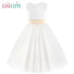 فساتين الفتاة Iiniim Girls Dress Dress Flower Girls Dresses Summer Princess Dress Lace Heart Shape Toddler Vestido de Festa Party Dress G230222