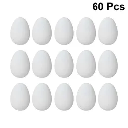 الحفلة ديكور 60pcs البيض البلاستيكي المقلدة نماذج ديي ملونة الرسم مضحك لحياة لطلاء الجدران عيد الفصح الديكور Y2302