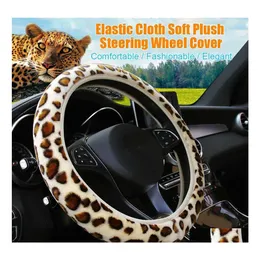 Steering Wheel Covers Elastic Fluffy Volant Plush Leopard Print Car Er Braid On The Accessory 3738Cm Drop Delivery Mobiles Motorcycl Dhe49