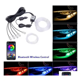 Interior Decorations 12V Led Rgb Car Footwell Atmosphere Lamps Strip Ambient Light Mticolor Under Lighting Kit App Music Active Func Dhaox