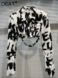 여성 재킷 DEAT 상수 색상 편지 디자인 재킷 하이 스트리트 허리 붕대 긴 슬리브 짧은 코트 트렌드 스프링 11xx1254 230223