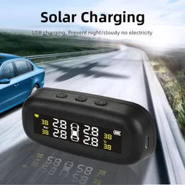 Original solenergi TPMS Bildäcktryck Alarm Monitor System Display Intelligent Temperatur Varning Fuel Spara 4 sensorer