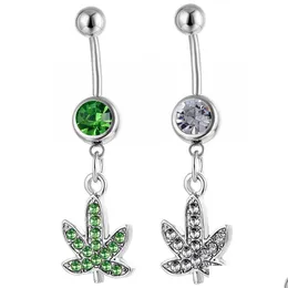 Navelklockknapp ringer D0390 Blad Belly Ring Mix Colors Drop Leverans smycken Body DHGARDEN DH28N