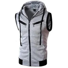 Mäns västar Autumn Winter Casual Zipper Pockets Vest Mens Tracksuit Sportswear For Fitness Jogging Running High Quality Man Topps 230223