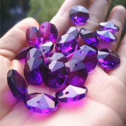 Chandelier Crystal 100pcs 14mm Dark Purple Octagon Beads In One Hole For Parts Diy Curtain Accessories Wedding Home Decor