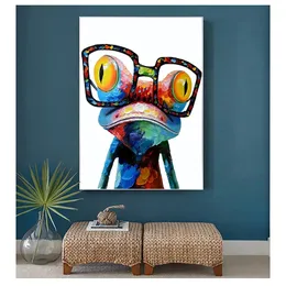 Paintings Abstract Animals Posters and Prints on Canvas Wall Art Picture for Living Room Decor Cute Frog Graffiti Art Canvas Woo