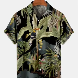 Mäns casual skjortor överdimensionerad stil vila sommaren kort ärm 3 palm blad digital tryck 230223