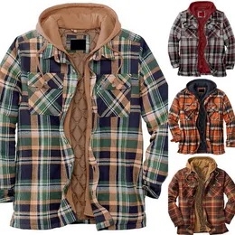 Мужские куртки Jodimitty Mens Clothing Европейская американская осень и зимние модели толстые хлопковые клетки с длинной рыхлой клеткой с капюшоном 230224