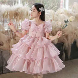 Abiti da ragazza Flower Girls Evening Ball Gown Bambini Big Bow Design Spagnolo Lolita Princess Dress Bambini Compleanno Battesimo Abiti da festa W0224