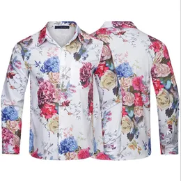 M￤n skjorta topp blommig tryckt skjorta l￥ng￤rmad solid f￤rg smal casual aff￤rskl￤der l￥ng￤rmad skjorta normal storlek flerf￤rgad m-3xl