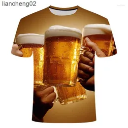 Camisetas para hombres camisetas para hombres ropa de verano para adolescentes especiales tazas para hombres estampado de cerveza hip hop cuello redondo de manga corta para hombres y mujeres camiseta top w0224
