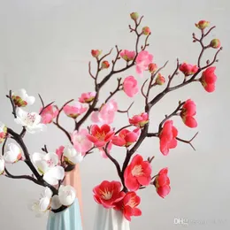 Dekoratif çiçekler 200pcs erik kiraz çiçekleri ipek yapay plastik gövde sakura ağaç şubesi ev masa dekor düğün dekorasyon çelenk