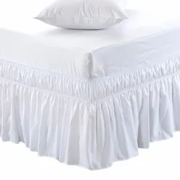 Saia de cama embrulhada em torno da saia de cama de cama elástica de babados fácil de ajuste fácil de desbotamento das saias de cama de cor sólida resistente