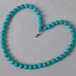 Cadenas 10MM Azul Howlite Ronda Perlas sueltas Collar de piedra 18 Pulgadas Joyería