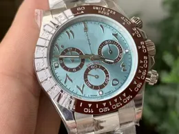 Com caixa original de aço inoxidável safira 116506 Número masculino Relógio de 40 mm Moldura de cerâmica Blue Dial Automatic Mens Watches No Cronógrafo