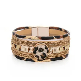 Armreif ORNAPEADIA 2023 Mode Böhmen Armband Für Frauen Mädchen Rosshaar Gewebt Leopard Muster Magnetische Schnalle Armreifen Schmuck