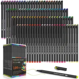 Markörer 12 24 36 48 60 100 Color Set 0 4mm Micro Tip Fineliner Pen Ritning Målning Sketch Fine Line Art Marker Office School Stationery 230224