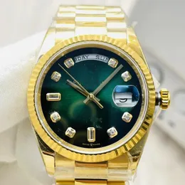 Relógio mecânico unissex com diamante de 41 mm de safira gradual Green Movimento automático .2813 904L Presente de férias à prova d'água com certificado de caixa original 2023