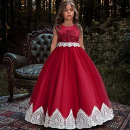 Flickas klänningar 2023 vita kvällar barn kommer klänning för tjej barn kläder prinsessor klänningar vestido blommor flickor klänning stor båge 10 12 år w0224