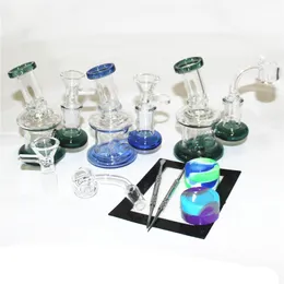 4,5 tum mini Glass Oil Rig Bongs Hookahs 14mm Female Heady Water Pipes Thick Glass Dab Rigs Ash Catcher With Bowl eller Quartz Nail