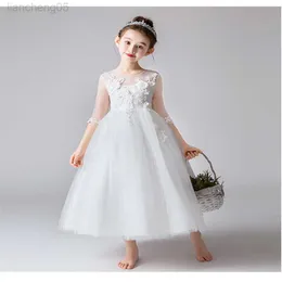 女の子のドレスホワイトキッズパーティーブライドメイドドレス