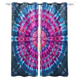 Curtain Multi-size Tie-Dye Pattern Ethnic Retro Window Curtains Polyester Fabric Living Room Home Decor