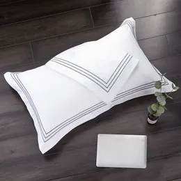 枕ケース2PCSSET Luxury 100％Egypt Cotton Embroidery 5 Stars El Pillowcases Pillow Caver White Pillow Case Oneペア50*80 55*85cm 230223