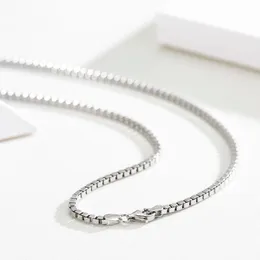 Kedjor 45 cm-60cm 2,8 mm bredd REAL 925 Sterling Silver Box Chain Long Halsband Kvinnor Män smycken grossist Kolye krage Ketting hiphopchain