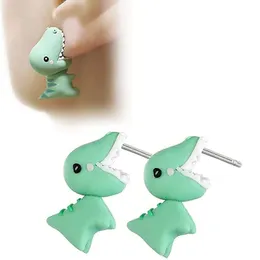 Stud Earrings 1 Pair Handmade Polymer Clay Animal For Women Cute 3D Cartoon Colorful Jewelry Lovely Dinosaur Print